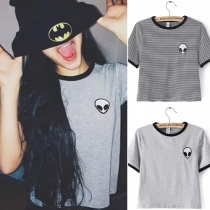 Chic Style Alien Pattern Short Sleeve Round Neck T-shirt