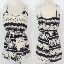 Fashion Style V-Neckline Floral Cami Romper