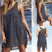 Fashion Style Sleeveless Polka Dot Bikini Cami Cover-Up