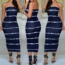 Sexy Style Chevron Strapless Bodycon Maxi Dress