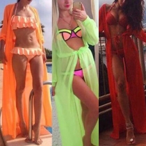 Sexy Style Long Sleeves Longline Chiffon Cardigan
