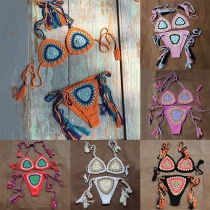 Sexy Knit Crochet String Bikini Swimsuit Set