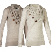 Stylish Button-Front Cowl Neck T-Shirt