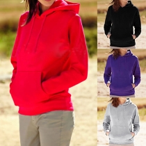 Fashion Solid Color Long Sleeves Pullover Hoodie