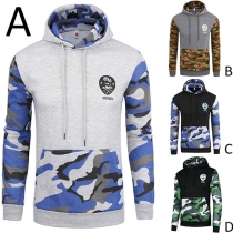 Fashion Long Sleeves Drawstring Camo Print Men's Hoodie