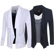 Fashion Long Sleeves Open-Front Mock Two-Piece Cardigan