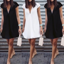 Sexy V-Neckline Short Sleeves Loose A-line Dress