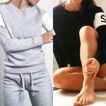 Casual Style Letters Printed Long Sleeve Round Neck Sports Suit