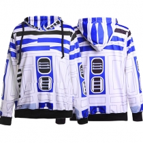 Casual Style Printed Front Pocket Long Sleeve Hooded Women's Sweatshirt
