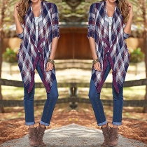 Casual Floral Geometric Printed Irregular Long-sleeved Cardigan
