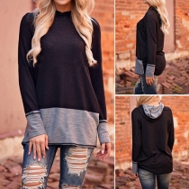 Casual Long Sleeve Contrast Color Hoodie Sweatshirt