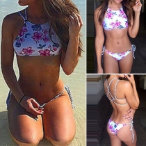 Sexy Printed Lace-up Bikini Set