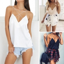 Sexy Backless Deep V-neck Solid Color Cami Top