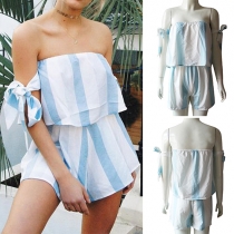 Sexy Strapless High Waist Striped Romper