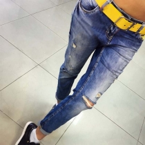 Fashion High Waist Ripped Skinny Jeans
