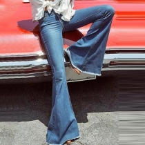 Fashion Mid-waist Slim Fit Denim Flared Pants