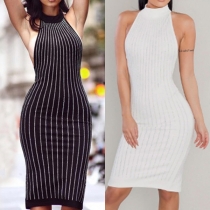 Sexy Backless Slit Hem Rhinestone Spliced Slim Fit Party Dress