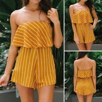 Sexy Strapless High Waist Striped Romper