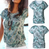 Fashion Short Sleeve Round Neck Printed T-shirt