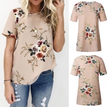 Fashion Short Sleeve Round Neck Printed T-shirt