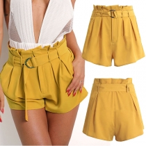 Fashion Solid Color High Waist Shorts