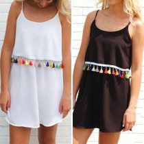 Fashion Colorful Tassel Sling Dress