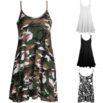 Sexy Backless Printed Loose Cami Dress