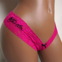 Sexy Low-waist Letters embroidery Lace Panty