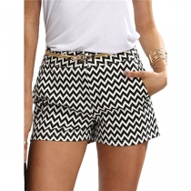 Fashion High Waist Wavy Striped Shorts