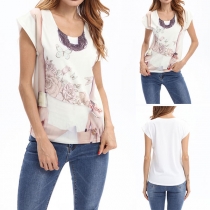 Fashion Short Sleeve Round Neck Printed T-shirt