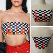 Sexy Contrast Color Plaid Printed Bandeau Top