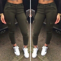 Fashion Solid Color Slim Fit Casual Pants