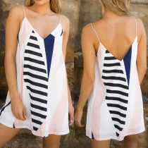 Sexy Backless V-neck Printed Sling Dress