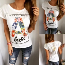 Fashion Short Sleeve Round Neck Printed T-shirt