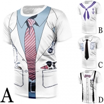 Fashion 3D Printed Short Sleeve Round Neck Men's T-shirt