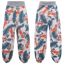 Fashion High Waist Contrast Color Printed Harem Pants