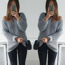 Fashion Solid Color Long Sleeve V-neck Loose Sweater