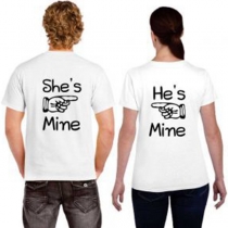 Fashion Letters Printed Short Sleeve Round Neck Couple T-shirt