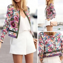 Ethnic Style Long Sleeve Printed Coat