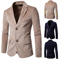 Fashion Solid Color Long Sleeve Slim Fit Men's Blazer