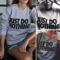 Fashion Letters Printed Long Sleeve Round Neck Sweatshirt