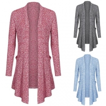 Fashion Long Sleeve Irregular Hem Knit Cardigan 