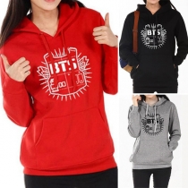 Casual Style Letters Printed Long Sleeve Hoodie