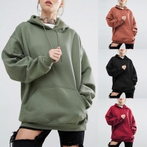 Fashion Solid Color Long Sleeve Loose Hoodie