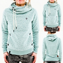 Fashion Long Sleeve Leopard Print Hoodie