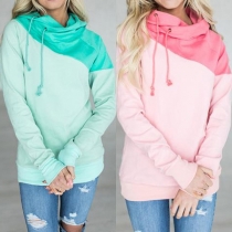 Fashion Contrast Color Long Sleeve Hoodie