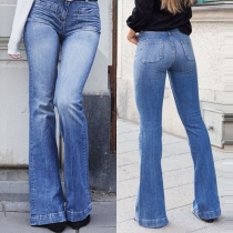 Fashion High Waist Slim Fit Denim Flared Pants 