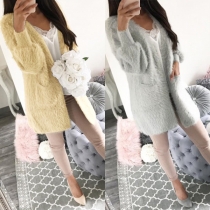 Fashion Solid Color Long Sleeve Plush Coat