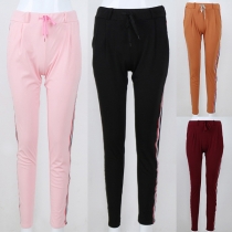 Fashion High Waist Colored Striped Spliced Casual Pants