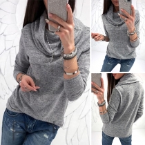 Fashion Long Sleeve Heaps Collar Sweatshirt 